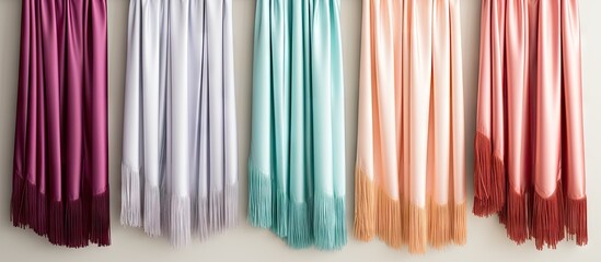 Wall Mural - Gorgeous tassel for drapes isolated pastel background Copy space