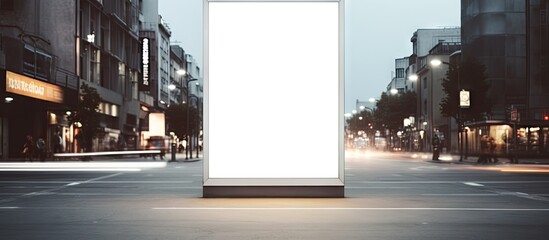 Authentic vertical billboard in the street including a frame for outdoor commercials Screen template for various purposes like presentation promotion advertising and design isolated pastel back