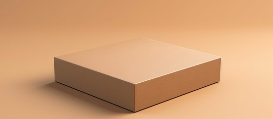 Poster - Brown box on a isolated pastel background Copy space with clipping path