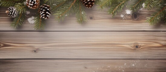 Fototapete - Decorated fir tree branch on black isolated pastel background Copy space for Christmas