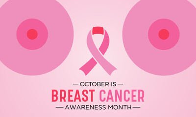 Wall Mural - Breast cancer awareness month is observed every year in october. Breast cancer awareness month calligraphy banner design on pink background. Vector illustration.