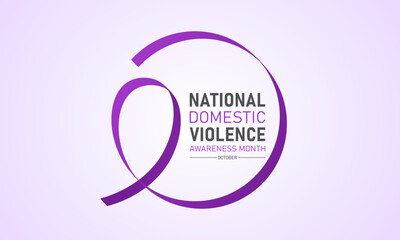 Wall Mural - National domestic violence awareness month is observed every year in october. Domestic violence awareness month, background with purple ribbon. Vector illustration.