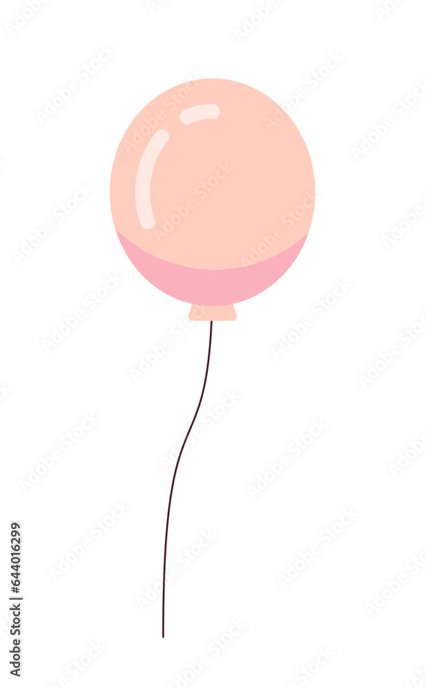 Balloons Thread Flying balloon on thread semi flat colour vector object. Party material ...