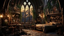 Background From A Medieval Bedroom - Medieval Bedroom Tapestry - A Blend Of History And Modern Comfort - Bedroom Interior In The Medieval Style Created With Generative AI Technology