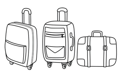 Hand drawn doodle of suitcase  isolated on white background.travel bag for travel vector hand-drawn.