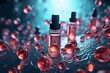 3D-rendered serum drops containing molecules applied onto skin cells to treat and beautify the skin. Generative AI