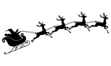Santa Claus With Reindeer Silhouette Vector