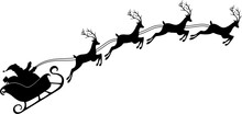 Silhouette Of A Santa Clous  With Deers Christmas Vector