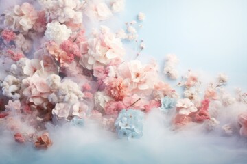 Wall Mural - Pastel spring flowers splash. Colorful background. 