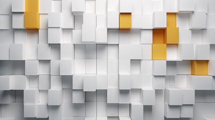 Wall Mural - abstract background, wall of white 3d volumetric cubes, futuristic texture