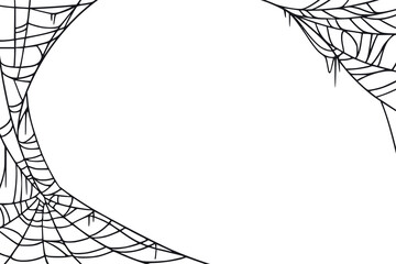 Wall Mural - Spider web vector background art. Silhouette frame of cobweb for october holiday Halloween background of banner, poster and postcard
