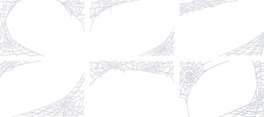 Wall Mural - Spider web set for cards and background for Halloween october holidays