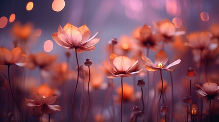 Wall Mural - Blurred of flowers with bokeh soft blur in the pastel vintage retro tone for background. Valentine or wedding invitation card
