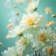 Wall Mural - Blurred of flowers with bokeh soft blur in the pastel vintage retro tone for background. Valentine or wedding invitation card