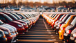 Traffic lot transportation cars automotive auto row automobile industrial dealership many vehicle