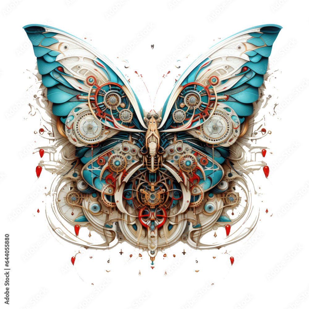 An ancient futuristic fusion English Butterfly t-shirt design featuring ...