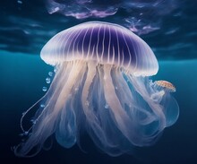 Exposure Shot Of An Ultra Detailed Jellyfish