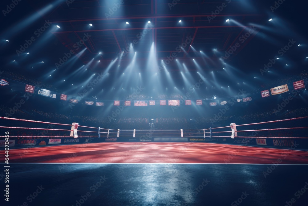 boxer arena. Isolated empty boxing ring with light. Generative ai Stock ...