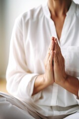 Poster - cropped shot of a woman meditating in lotus position