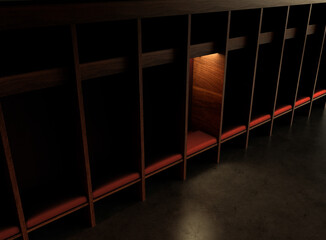 Wall Mural - Isolated Spotlight Dark Locker Room