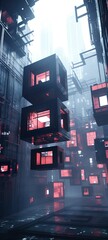 Wall Mural - Blockverse background for iPhone made with Ai generative technology