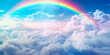 rainbow phenomenon after rain, when bright colors stretch across the sky. Generative AI