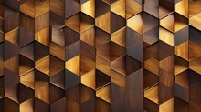 3D Wallpaper In The Form Of Imitation Of Decorative Mosaic Of Wood Colored Details And Gold Decor. High Quality Seamless Realistic Texture