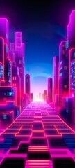 Wall Mural - Neon city iPhone background made with Ai generative technology