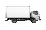 Fototapeta  - A White Box Truck Side View isolated on a White Background