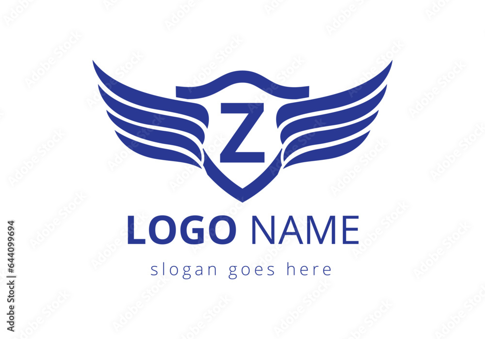 English alphabet Z with wings logo design. Transportation Logo Letter ...
