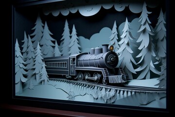 Sticker - polar express train layered paper craft paper art