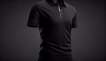 Canvas Print - Realistic mockup of male black polo shirt, Ai generated image