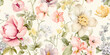© Eli Berr - Modern Vintage floral seamless pattern on light background. contemporary Vector illustration. illustration of flowers, daffodil, narcissus, tulip, frame, wild flowers, plants and leaves.