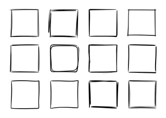Aufkleber - Hand drawn sketch frame vector. Simple doodle rectangle pencil frame border shape. Hand drawn doodle scribble border element for text quote template. Pencil brush stroke style. Vector illustration