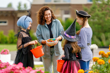 Wall Mural - people celebrating Halloween