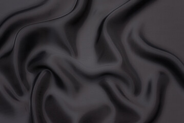 Wall Mural - Silk or cotton fabric tissue. Dark gray or black color. Texture, background, pattern.