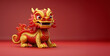 dragon de bois rouge et or, pour le nouvel an chinois 2024