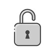 © Spica - シンプルでかわいい鍵のかかっていない南京錠のアイコン - アンロック･セキュリティ解除のイメージ素材