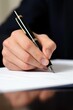 © Alfazet Chronicles - hmd, hands and pen writing paper for signing contract, legal or quality check