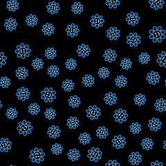 Canvas Print - Line Flower icon isolated seamless pattern on black background. Vector