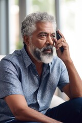 Canvas Print - cropped shot of a man talking on his cellphone while sitting at home