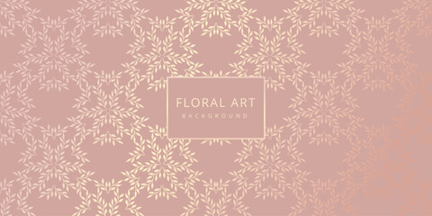 Wall Mural - luxury floral pink abstract background with gold pattern. vector design template for postcard, wall 