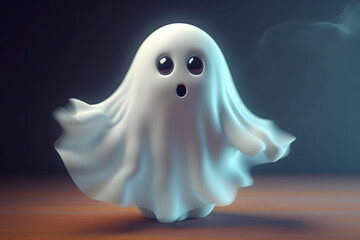 Canvas Print - 3d cute ghost Made with Generative AI