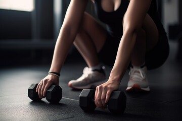 Canvas Print - cropped shot of a woman working out with dumbbells