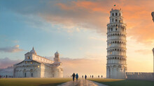 Leaning Tower Of Pisa  - Created With Generative AI Technology