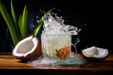 Wall Mural - Tropical cocktail with coconut.