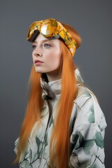 Poster - portrait of a young woman trying on virtual reality goggles