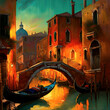 Venice, Italy, gondola  - Created with Generative AI Technology