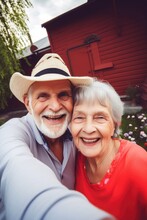 Museum, Seniors Portrait And Artsy Selfie Of Grandparents With Smile Outdoor