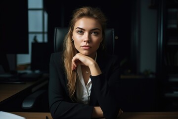 portrait of a young businesswoman sitting at her work desk